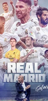 Real Madrid Galacticos wallpaper with iconic football players.