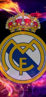 Real Madrid logo with heart-shaped flame.