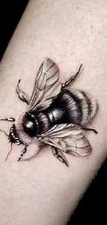 Realistic bee tattoo on arm wallpaper.