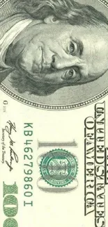 Realistic hundred dollar bill mobile wallpaper.