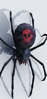 3D spider with red markings on gray background wallpaper.