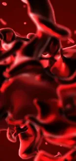 Red abstract fluid art wallpaper with dynamic design elements.