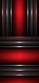 Red and black abstract mobile phone wallpaper with metallic stripes.