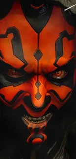 Red and black character with bold face design wallpaper.