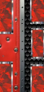 Red and black geometric wallpaper design