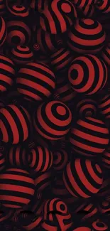 Red and black striped spheres mobile wallpaper design.