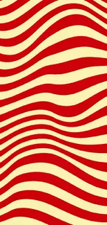 Red and cream wavy line wallpaper for mobile.