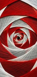 Abstract red and white spiral art for mobile wallpaper.