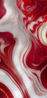 Red and white marble swirl wallpaper, perfect for vibrant phone screen.