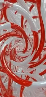 Abstract red and white swirl design.