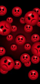 Red angry faces scattered on a black background, creating an expressive wallpaper.