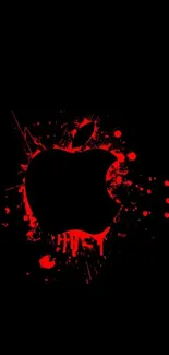 Red Apple logo with splatter on black background.