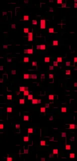 Red geometric pattern on black background mobile wallpaper.