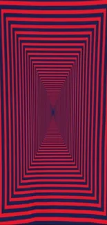 Red and black geometric pattern wallpaper with symmetrical lines.