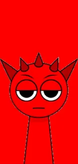 Red cartoon character with spikes on red background.