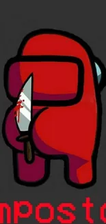 Red character on dark background with knife, text 'Impostor' below.