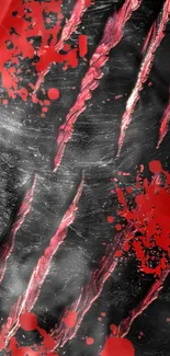 Dynamic wallpaper with red claw marks and splatters on dark background.