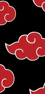 Red clouds pattern on black background wallpaper design.