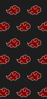 Red cloud symbols on a black background for anime-inspired mobile wallpaper.