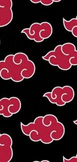 Anime-inspired black wallpaper with red clouds.