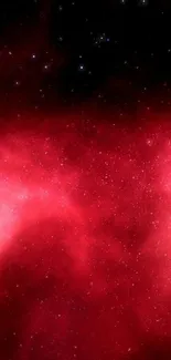 Vibrant red cosmic space wallpaper with stars and nebula.