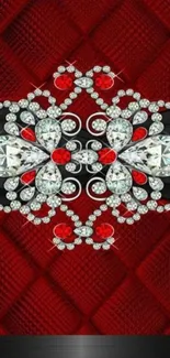 Luxurious red diamond embellished wallpaper for mobile.