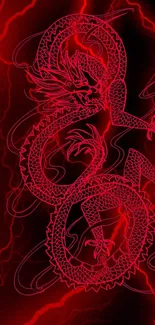 Red dragon with lightning bolts mobile wallpaper.