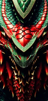 Intricate red dragon scale mobile wallpaper with vivid colors and fantasy theme.