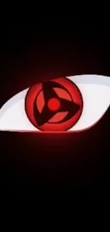 Red anime eye on black background wallpaper.