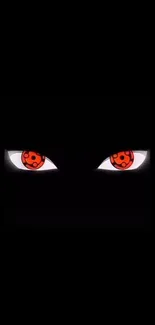 Wallpaper with dark anime eyes and red symbols.