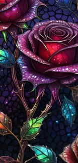 Red Garden Roses Purple Live Wallpaper