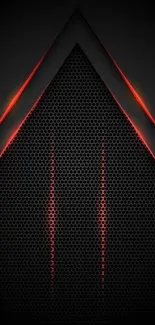 Sleek red and black geometric wallpaper with triangular design.