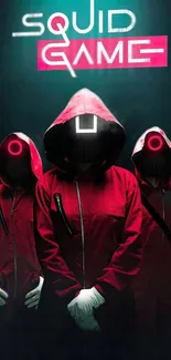 Red-clad guards in Squid Game wallpaper.