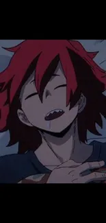 Anime character with red hair sleeping peacefully.