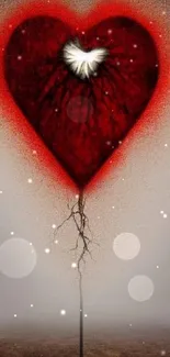 Abstract red heart with dreamy background on wallpaper.