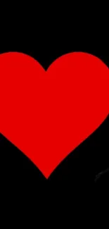 Red heart on black background mobile wallpaper.