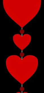 Red heart chain on black background wallpaper.