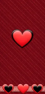 Vibrant red heart pattern wallpaper for mobile devices.