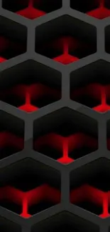 3D red hexagon pattern on a black background.