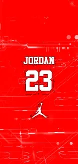 Red Jordan mobile wallpaper with number 23 and logo.