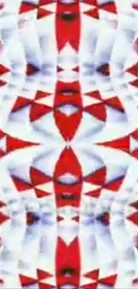 Red and white kaleidoscope geometric pattern.