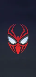 Red mask with bold lines on a dark background wallpaper.