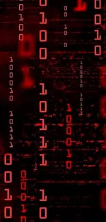 Red binary code wallpaper with matrix theme for tech lovers.