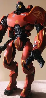 Red mech warrior in a dynamic pose.
