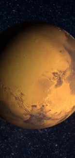 Red Planet Mars against a starry space background.