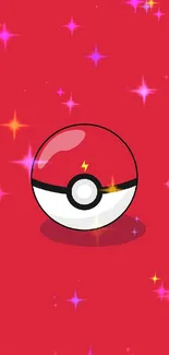 Vibrant red Pokeball design on mobile wallpaper.