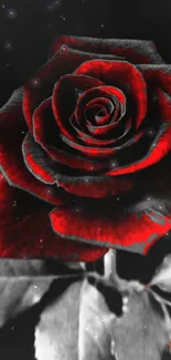 Stunning red rose on black background, perfect for phone wallpaper.