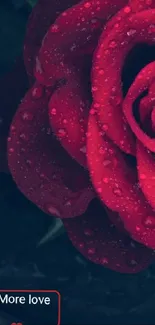 Vibrant red rose with raindrops on dark background mobile wallpaper.