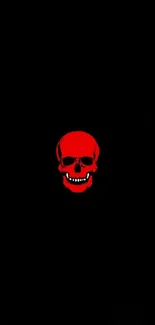 Red skull design on black background mobile wallpaper.