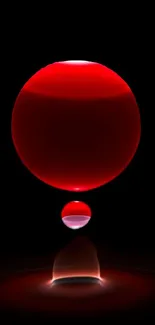 Abstract mobile wallpaper featuring glowing red spheres on a dark background.